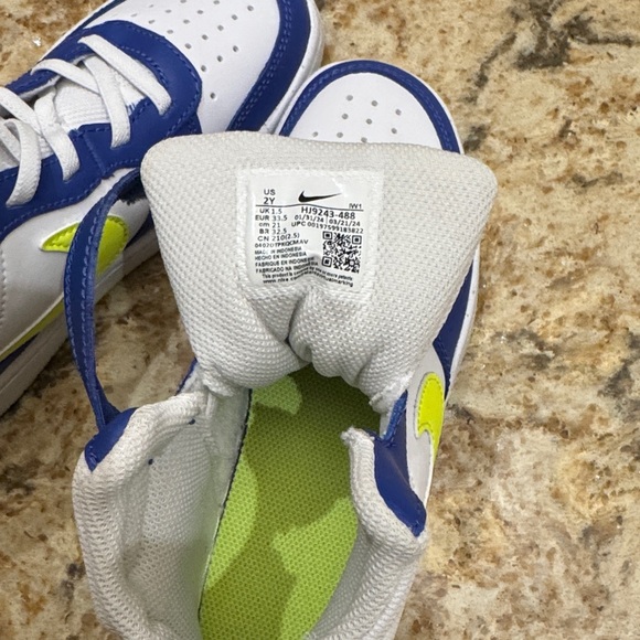 Nike Kids Sneakers - White, Blue, and Neon Yellow - Picture 5 of 5